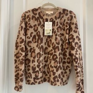 Sezane Leopard Print Sweater - Brown and Tan
